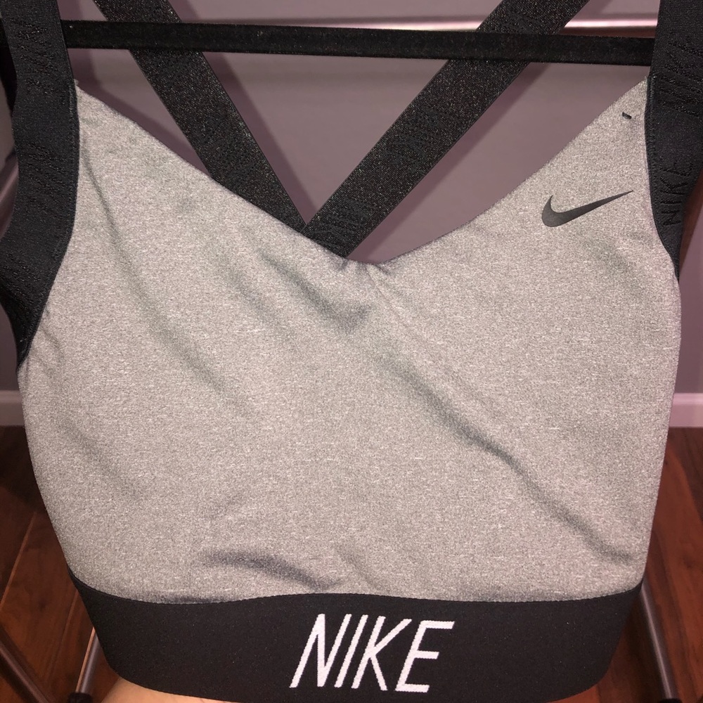 Nike gray and black sports bra
